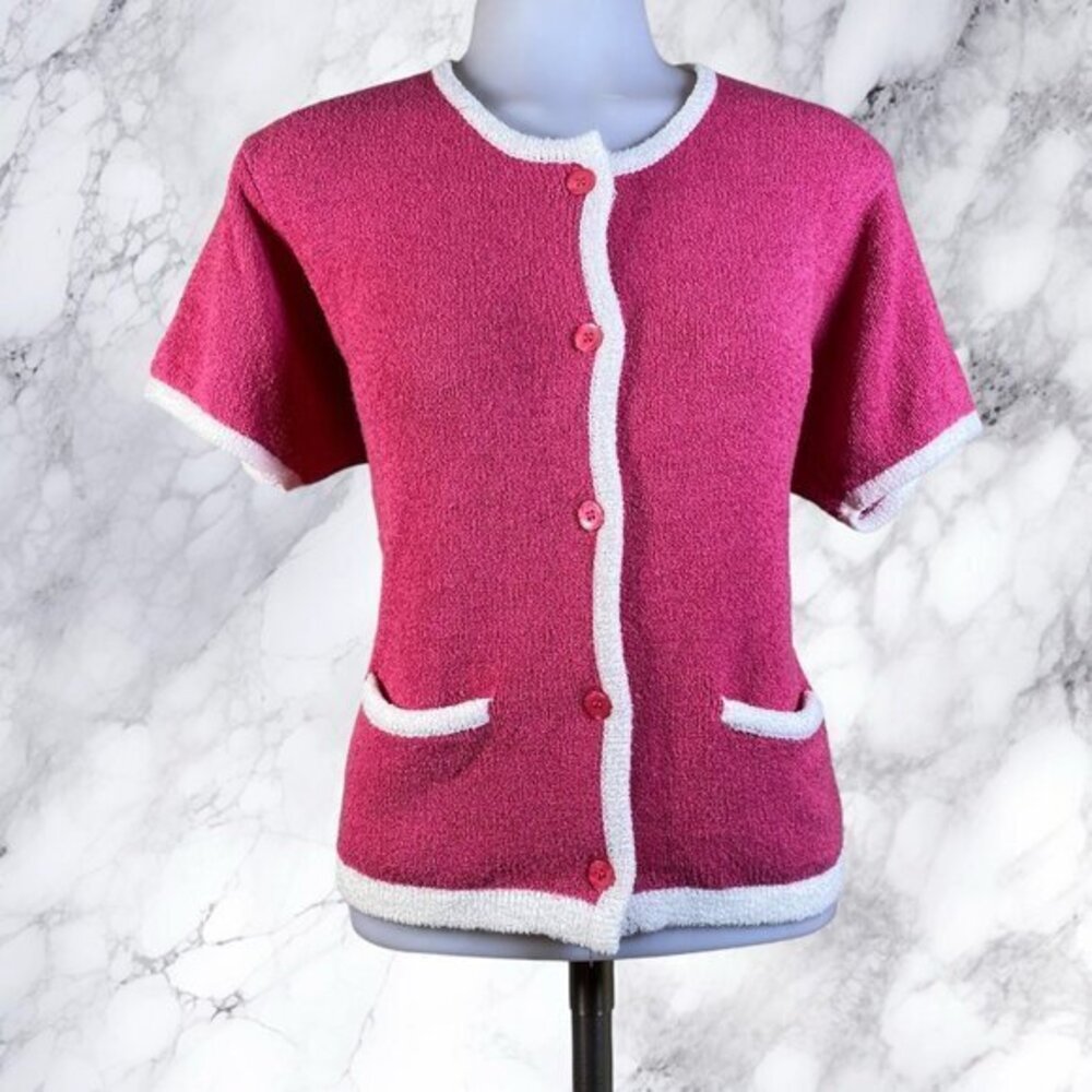 VTG Express Knit Tricot Mini Cardigan - Hot Pink